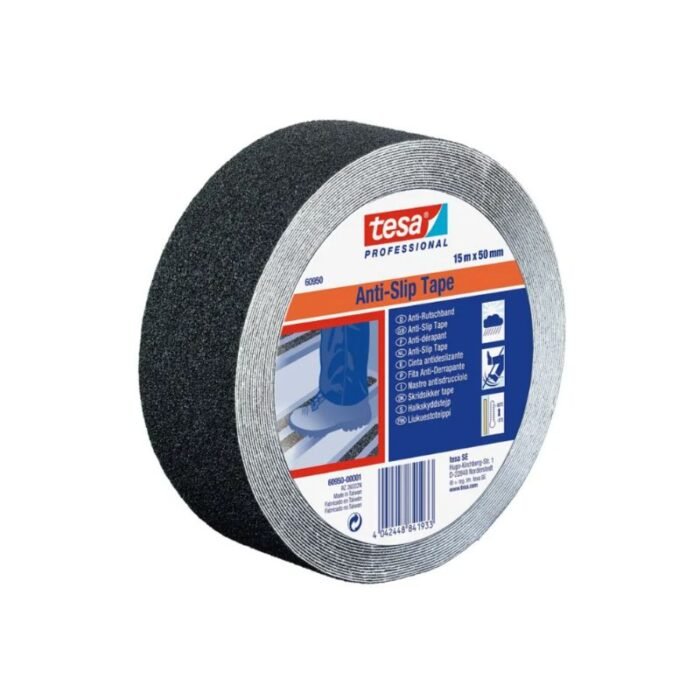 Cinta Antideslizante profesional 60950 negro 50mm x 15mts Tesa. Cinta Antideslizante para escalera o para piso.