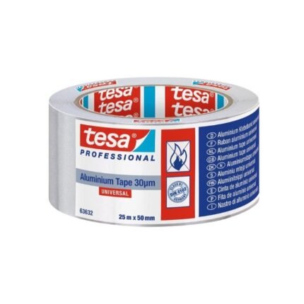 Cinta de aluminio con liner TESA 50mm x 25 metros, ideal para aislación térmica y reparaciones, disponible en Fullcintas Chile.