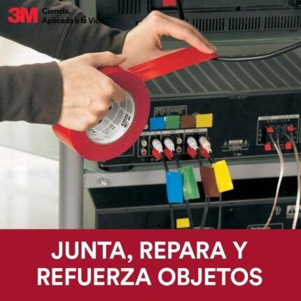 Cinta multiuso Duct Tape roja 48mm x 18 metros, ideal para reparaciones y sellados, disponible en Fullcintas Chile
