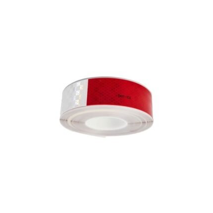 Cinta reflectante roja y blanca TESA 50mm x 47,5 metros, para señalización vehicular e industrial, disponible en Fullcintas Chile.