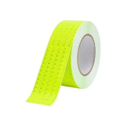 Cinta reflectante verde limón 50mm x 25 metros, para señalización llamativa, disponible en Fullcintas Chile.