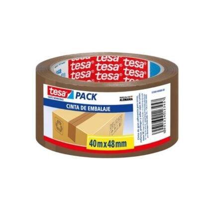 Cinta de embalaje café TESA 48mm x 40 metros, ideal para cerrar cajas de forma segura, disponible en Fullcintas Chile.