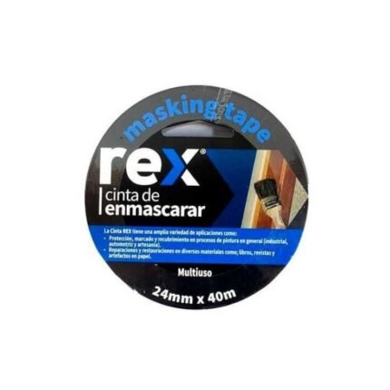Cinta de enmascarar REX de 24mm x 40 metros para protección en pintura.