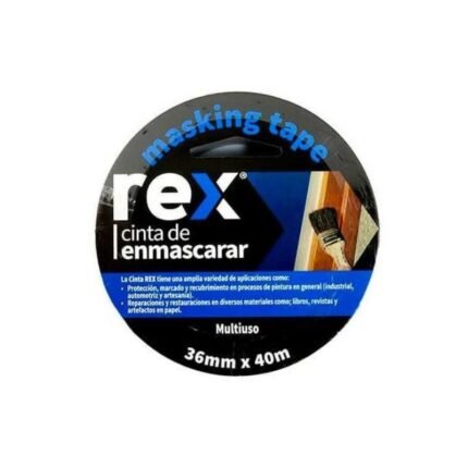 Cinta de enmascarar REX de 36mm x 40 metros para proyectos de pintura.